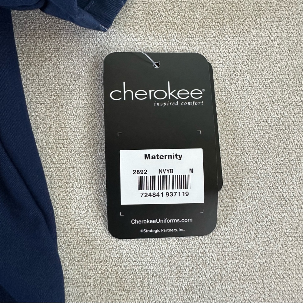 SOLD Cherokee Flexible Mock Wrap Maternity Scrub Top. Navy Blue. Medium - Picture 4 of 7